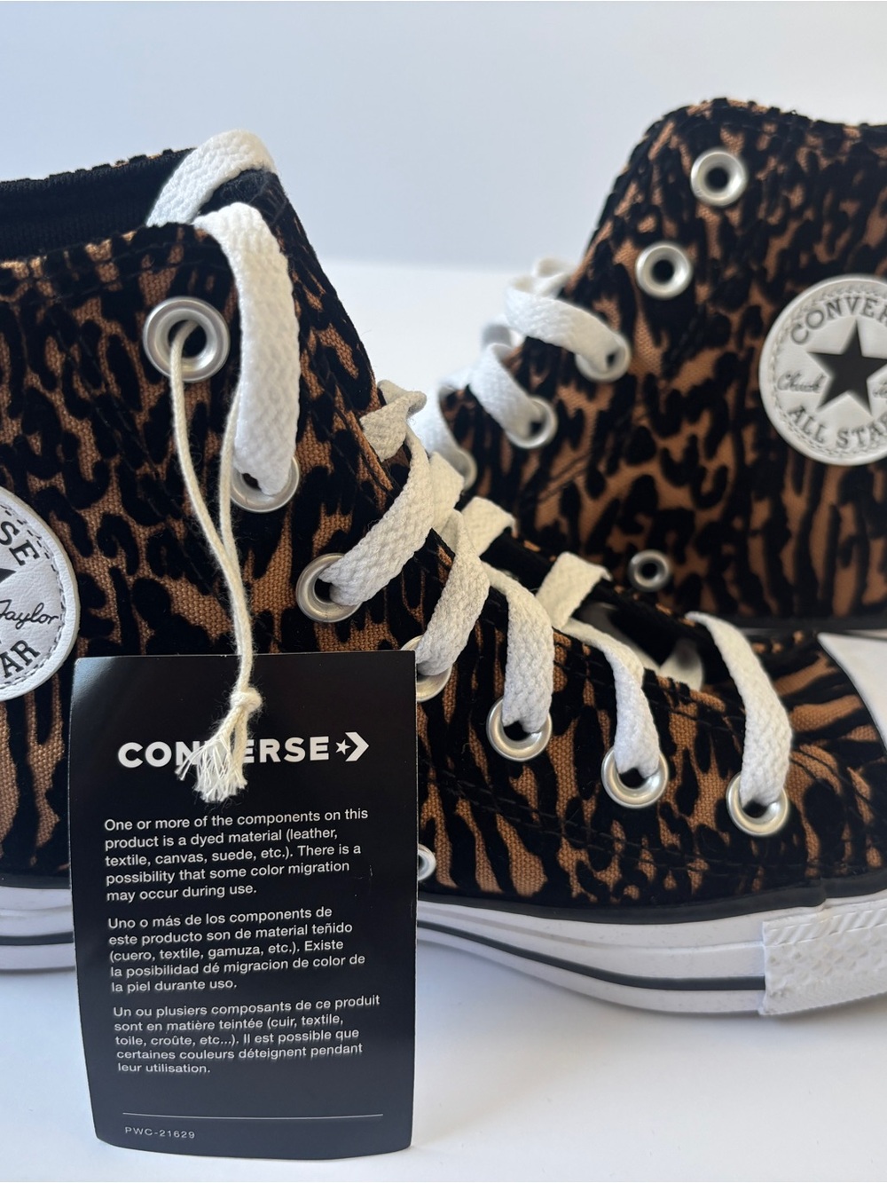 Converse High-Top Sneakers Leopard Print Black Brown White